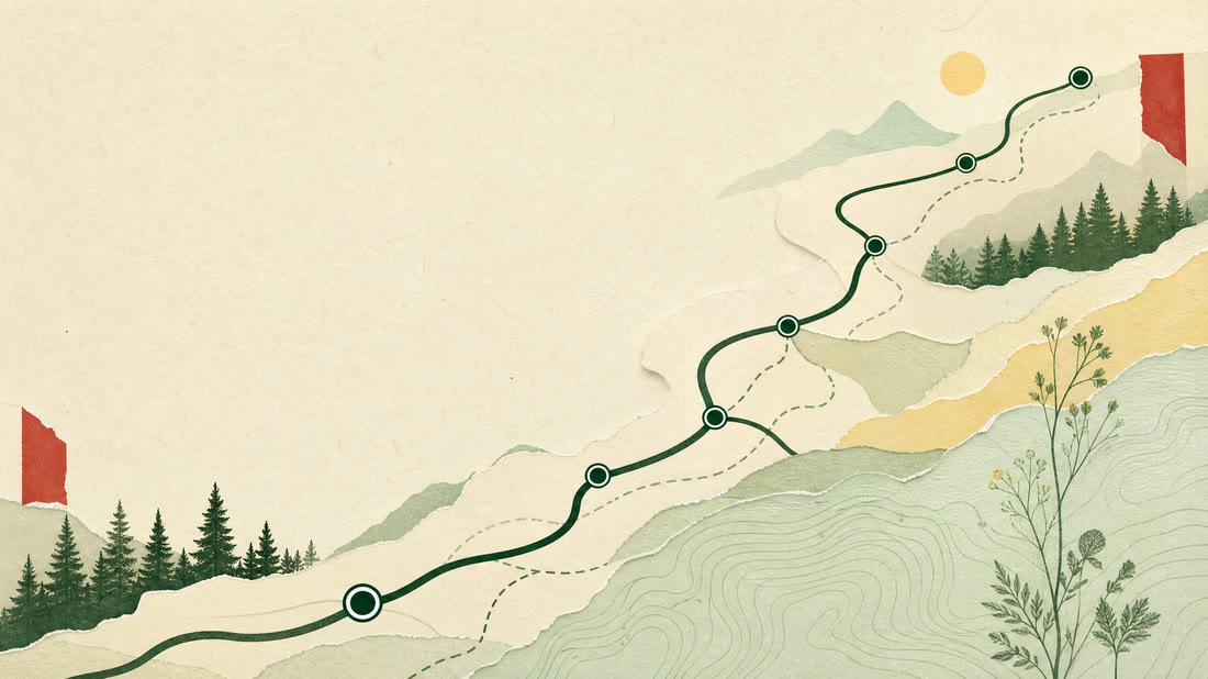 Abstract Money Journal route atlas with calm paper pathways